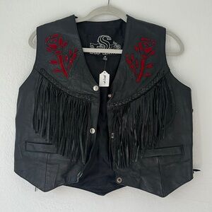 Nasty Gal Moto Vest with roses in a Medium